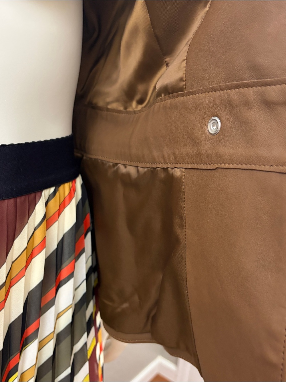 Rebecca Taylor Chestnut Brown Leather Zip Jacket NWT - Size 16 - Picture 8 of 16